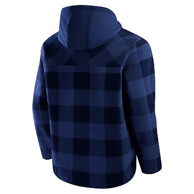 Men's Fanatics Navy Denver Broncos Elements Plaid Polar Fleece Quarter-Zip Hoodie