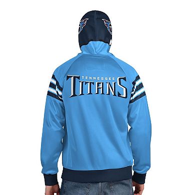 Men's Pro Player Light Blue/Navy Tennessee Titans Helmet Full-Zip Hooded Track Jacket