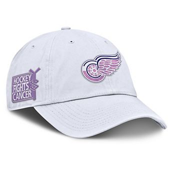 Men's Fanatics White Detroit Red Wings Authentic Pro Hockey Fights Cancer Adjustable Hat