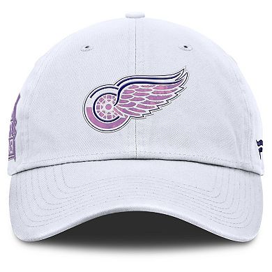 Men's Fanatics White Detroit Red Wings Authentic Pro Hockey Fights Cancer Adjustable Hat