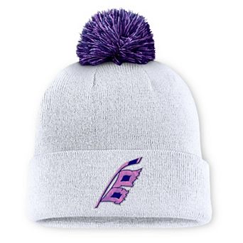 Men's Fanatics White Carolina Hurricanes Authentic Pro Hockey Fights Cancer Cuffed Knit Hat with Pom
