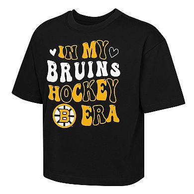 Girls Youth Outerstuff Black Boston Bruins In My Era Boxy T-Shirt