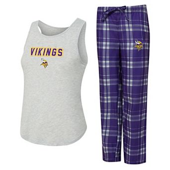 Women's Concepts Sport Heather Gray/Purple Minnesota Vikings Regulate Plaid Tank Top & Pants Sleep Set