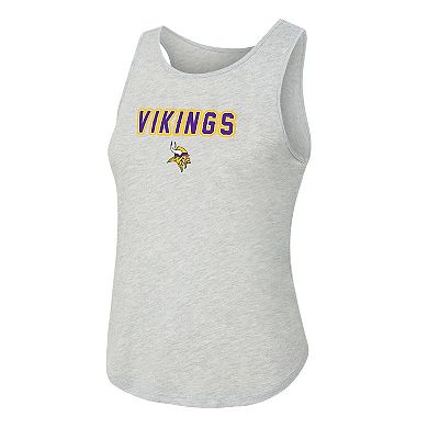 Women's Concepts Sport Heather Gray/Purple Minnesota Vikings Regulate Plaid Tank Top & Pants Sleep Set