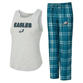 Women's Concepts Sport Heather Gray/Green Philadelphia Eagles Regulate Plaid Tank Top & Pants Sleep Set