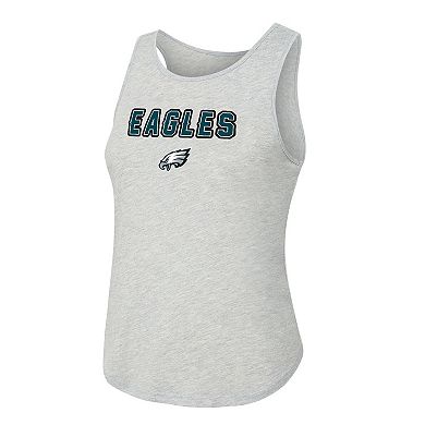 Women's Concepts Sport Heather Gray/Green Philadelphia Eagles Regulate Plaid Tank Top & Pants Sleep Set