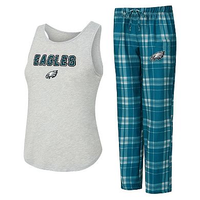 Women's Concepts Sport Heather Gray/Green Philadelphia Eagles Regulate Plaid Tank Top & Pants Sleep Set