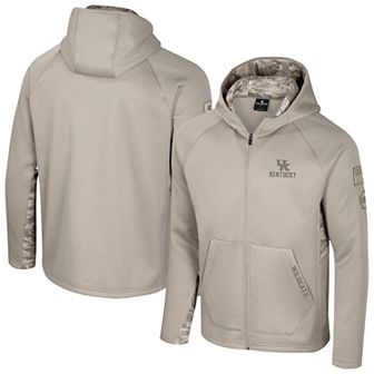 Men's Colosseum Oatmeal Kentucky Wildcats Operation Hat Trick Battalion Full-Zip Hoodie