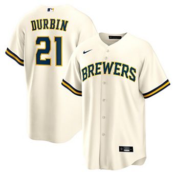 Men's Nike Caleb Durbin Cream Milwaukee Brewers Home Replica Jersey