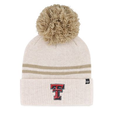 Women's '47 Natural Texas Tech Red Raiders Core & Inline Latte Cuffed Knit Hat with Pom