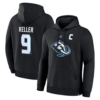 Men's Fanatics Clayton Keller��Black Utah Mammoth Authentic Stack Name & Number Hoodie