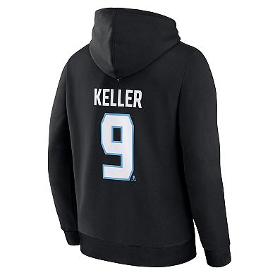 Men's Fanatics Clayton Keller Black Utah Mammoth Authentic Stack Name & Number Hoodie
