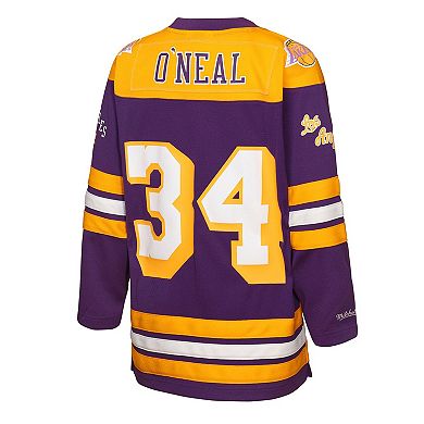 Youth Mitchell & Ness Shaquille O'Neal Purple Los Angeles Lakers Maxxed Out 2.0 Fashion Hockey Jersey