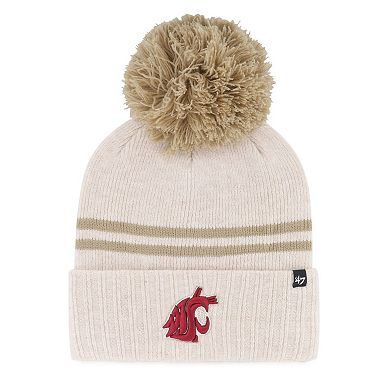 Women's '47 Natural Washington State Cougars Core & Inline Latte Cuffed Knit Hat with Pom