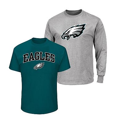 Men's Fanatics Kelly Green/Heather Gray Philadelphia Eagles Big & Tall 2-Pack T-Shirt Set
