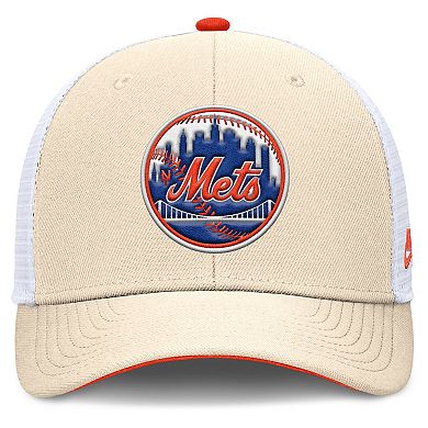 Men's Nike Natural New York Mets Cooperstown Collection Dri-FIT Rise Trucker Adjustable Hat