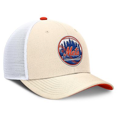 Men's Nike Natural New York Mets Cooperstown Collection Dri-FIT Rise Trucker Adjustable Hat