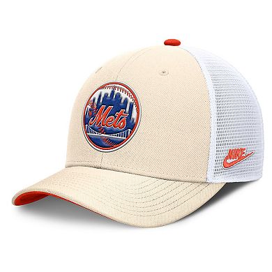 Men's Nike Natural New York Mets Cooperstown Collection Dri-FIT Rise Trucker Adjustable Hat