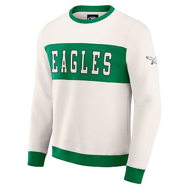 Men's Darius Rucker Collection by Fanatics Cream Philadelphia Eagles Colorblock Pullover Sweatshirt