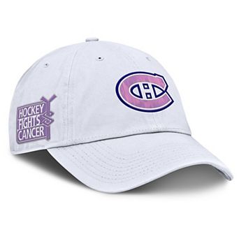 Men's Fanatics White Montreal Canadiens Authentic Pro Hockey Fights Cancer Adjustable Hat