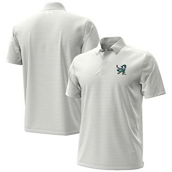 Men's Under Armour White Notre Dame Fighting Irish Hockey Leprechaun Drive Micro Groove Stripe Polo