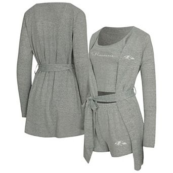 "Women's Concepts Sport Heather Gray Baltimore Ravens Rigor Tank, Short & Robe Set"