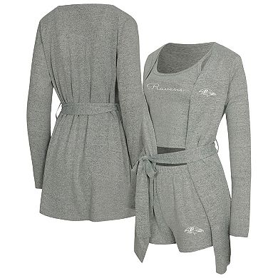 "Women's Concepts Sport Heather Gray Baltimore Ravens Rigor Tank, Short & Robe Set"