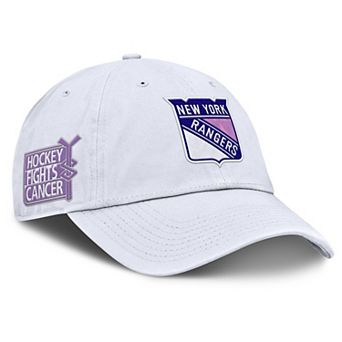 Men's Fanatics White New York Rangers Authentic Pro Hockey Fights Cancer Adjustable Hat
