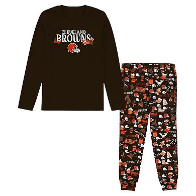 Preschool Outerstuff Brown Cleveland Browns Chestnut Holiday Sleep Set