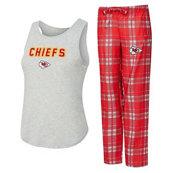 Women's Concepts Sport Heather Gray/Red Kansas City Chiefs Regulate Plaid Tank Top & Pants Sleep Set