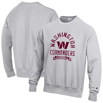 Men's Champion Heather Gray Washington Commanders Reverse Weave Fleece Pullover Sweatshirt