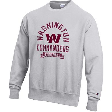 Men's Champion Heather Gray Washington Commanders Reverse Weave Fleece Pullover Sweatshirt