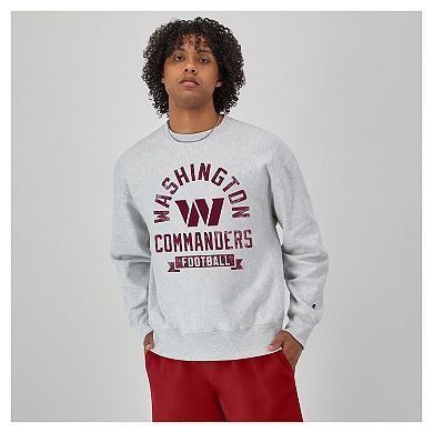 Men's Champion Heather Gray Washington Commanders Reverse Weave Fleece Pullover Sweatshirt