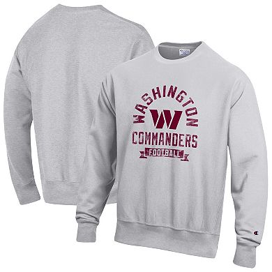 Men's Champion Heather Gray Washington Commanders Reverse Weave Fleece Pullover Sweatshirt