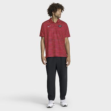 Men's Nike Red Georgia Bulldogs 2025 Coaches Premium Tour Stripe Dri-FIT Polo