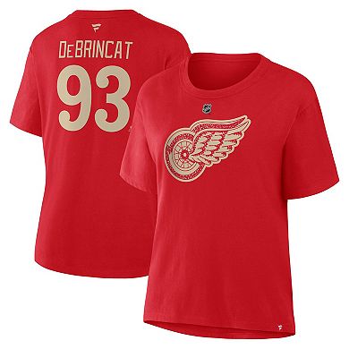Women's Fanatics Alex DeBrincat Red Detroit Red Wings Authentic Stack Name & Number T-Shirt