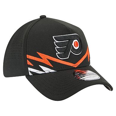 Men's New Era Black Philadelphia Flyers 39THIRTY A-Frame Perforated Flex Hat