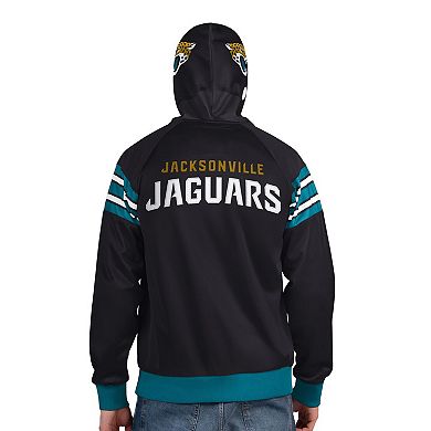 Men's Pro Player Black/Teal Jacksonville Jaguars Helmet Full-Zip Hooded Track Jacket