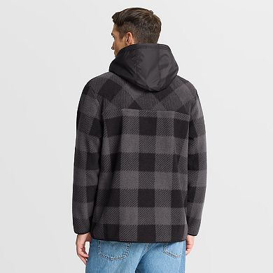 Men's Fanatics Black Baltimore Ravens Elements Plaid Polar Fleece Quarter-Zip Hoodie