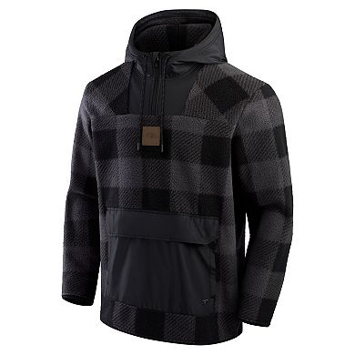 Men's Fanatics Black Baltimore Ravens Elements Plaid Polar Fleece Quarter-Zip Hoodie