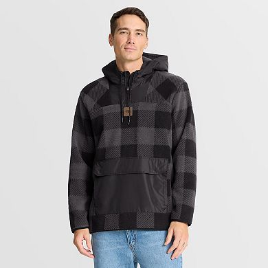 Men's Fanatics Black Baltimore Ravens Elements Plaid Polar Fleece Quarter-Zip Hoodie