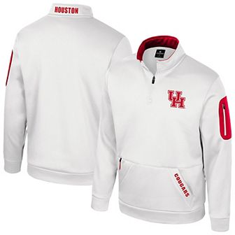 Men's Colosseum White Houston Cougars Mainframe Fleece Quarter-Zip Jacket