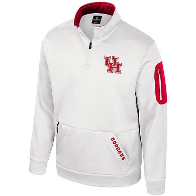 Men's Colosseum White Houston Cougars Mainframe Fleece Quarter-Zip Jacket