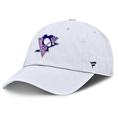 Men's Fanatics White Pittsburgh Penguins Authentic Pro Hockey Fights Cancer Adjustable Hat