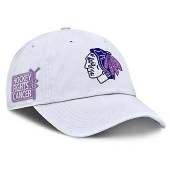 Men's Fanatics White Chicago Blackhawks Authentic Pro Hockey Fights Cancer Adjustable Hat