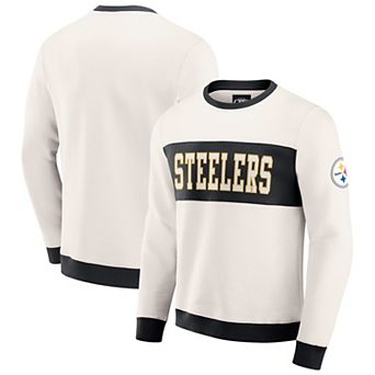Men's Darius Rucker Collection by Fanatics Cream Pittsburgh Steelers Colorblock Pullover Sweatshirt