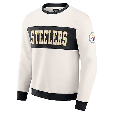 Men's Darius Rucker Collection by Fanatics Cream Pittsburgh Steelers Colorblock Pullover Sweatshirt