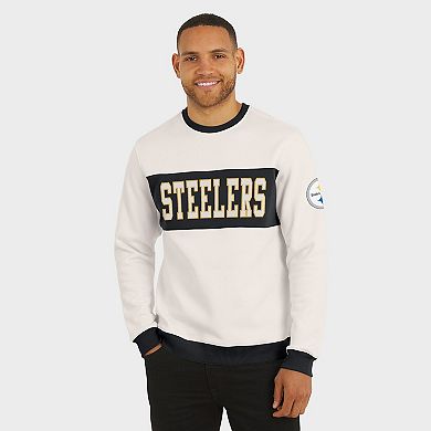 Men's Darius Rucker Collection by Fanatics Cream Pittsburgh Steelers Colorblock Pullover Sweatshirt