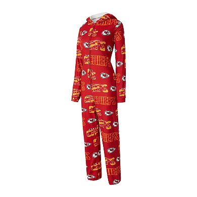 Women's Concepts Sport Red Kansas City Chiefs Roadway Allover Print Microfleece Full-Zip Union Suit