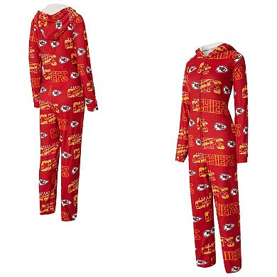 Women's Concepts Sport Red Kansas City Chiefs Roadway Allover Print Microfleece Full-Zip Union Suit
